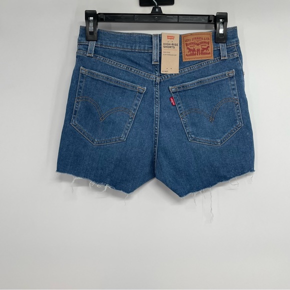 NWT Levis 501 Original High Rise Denim Shorts Women’s 27 Blue Distressed New - Picture 16 of 16